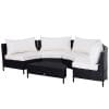 Outsunny Set Mobilier Gradina din Ratan Masa de Cafea si Canapea Lux 4 locuri cu Saltea Spuma Perne Decorative 96x65x65cm Negru | Aosom.ro