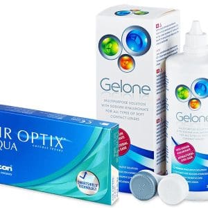 Pachet Air Optix Aqua (6 lentile) + soluție Gelone 360 ml