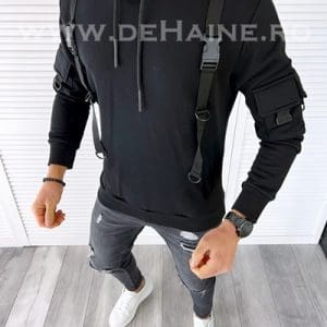 Hanorac barbati slim fit negru cu bretele 2649 I11-1.2.3.4