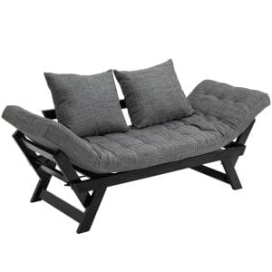 HomCom canapea tip sezlong, 163,83×66,04×81,28 cm, neagra | AOSOM RO