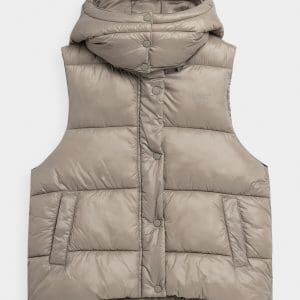 Vestă matlasată din puf cu glugă pentru femei