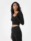 Tricou cu mânecă lungă crop top fără cusături pentru femei