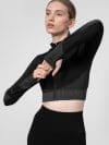 Hanorac de antrenament crop-top cu fermoar fără glugă pentru femei