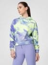 Bluză de molton crop top fără fermoar cu glugă pentru femei