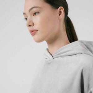Bluză de molton crop top fără fermoar cu glugă pentru femei