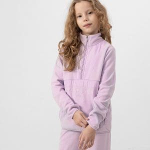 Bluză din microfleece fără fermoar și glugă pentru fete