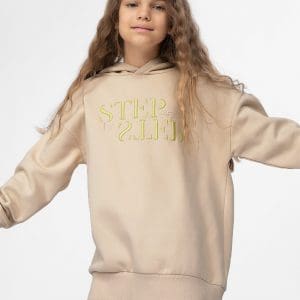 Bluză de molton fără fermoar cu glugă pentru fete