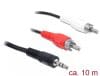 Cablu audio jack stereo 3.5mm la 2 x RCA T-T 10m Negru, Delock 84277