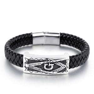 Bratara Missouri din otel inoxidabil si piele ecologica DRGB0041 DarGen