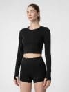 Tricou cu mânecă lungă crop top de yoga cu uscare rapidă pentru femei