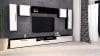 Living Haga V2, Alb Lucios/Negru, MDF, L 360 cm
