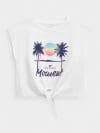 Tricou crop top cu imprimeu pentru fete