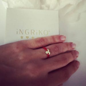 Inel cu snur reglabil- Inimioara 7mm aur