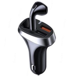 Incarcator auto cu casca handsfree, 30W, 2x USB, Bluetooth 5.0, Quick Charge 3.0, Black
