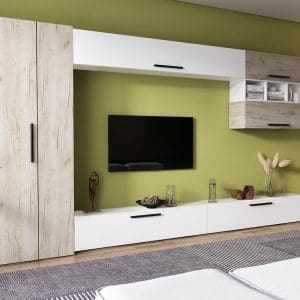 Living Pati 077 – Mobila Sufragerie Stejar + Alb
