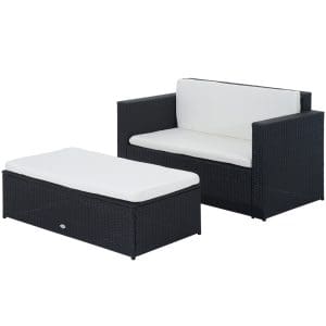Set Mobilier Gradina Outsunny, Ratan 2 Piese 123x65x72cm Negru | Aosom.ro