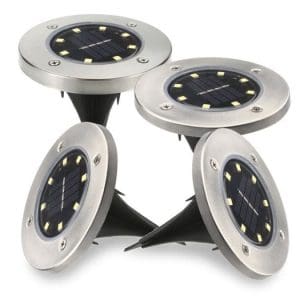 Set 4 Lampi Solare METALICE Disk Lights Argintii
