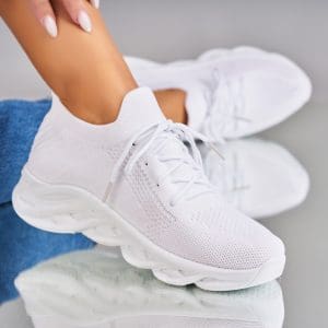 Adidasi Dama Albi din Textil Hira2