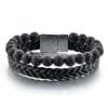 Bratara All Black din pietre vulcanice si piele ecologica DRGB0100 DarGen
