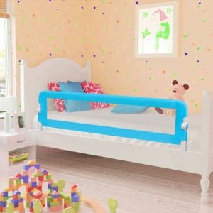 Balustradă de siguranță pentru pat copil, albastru, 150×42 cm