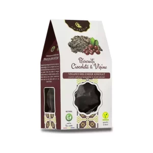 Biscuiţi vegani cu ciocolată şi vişine, fără zahăr, 130g | Ambrozia