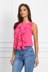 Bluza Dy Fashion fucsia cu volanase pe bust