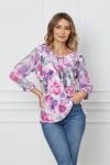 Bluza Isabela gri cu flori mov