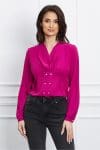 Bluza LaDonna magenta din voal cu nasturi perlati