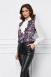Bluza MBG lila cu animal print si maneci albe
