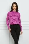 Bluza MBG magenta satinata cu volan la bust