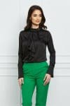 Bluza MBG neagra satinata cu volan la bust