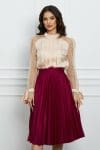 Bluza MBG roz piersica cu buline catifelate pe maneci