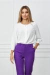 Bluza Miruna alba cu pliuri si nasturi