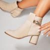 Botine dama Imblanite Bej din Piele Ecologica Intoarsa Ista