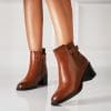 Botine dama Imblanite Camel din Piele Ecologica Szyriel