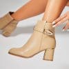 Botine dama Imblanite Kaki din Piele Ecologica Lowen
