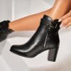 Botine dama Imblanite Negre din Piele Ecologica Anana