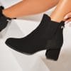 Botine dama Imblanite Negre din Piele Ecologica Intoarsa Briela