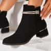 Botine dama Imblanite Negre din Piele Ecologica Intoarsa Kenly2