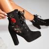 Botine dama Imblanite Negre din Piele Ecologica Intoarsa Miraela