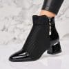 Botine dama Imblanite Negre din Piele Ecologica Lacuita Naira