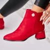 Botine dama Imblanite Rosii din Piele Ecologica Intoarsa Mansa
