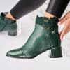 Botine dama Imblanite Verzi din Piele Ecologica Shandra