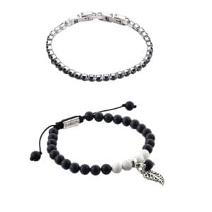 Set Bratari Tennis Alpine Black din otel inoxidabil si diamante CZ + Bratara York Haven din pietre semipretioase DRGSF002 DarGen