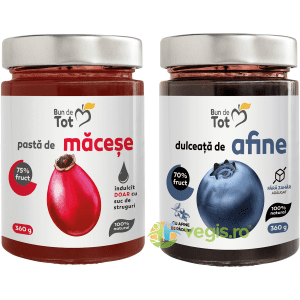 Pachet Pasta de Macese fara Zahar 360g + Dulceata de Afine fara Zahar 360g