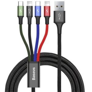 Cablu incarcare Baseus Fast 4in1 (USB-A to 2x USB-C, microUSB, Lightning), 3.5A, 1.2M