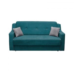 Canapea GENOVA 3L extensibila, 3 locuri, cu arcuri si lada depozitare, turcoaz + gri, 190x100x100 cm