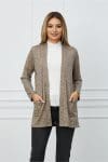 Cardigan Daniela bej cu buzunare