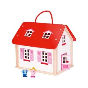 Casă de păpuși cu mâner și accesorii