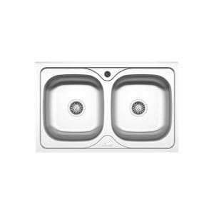 Chiuveta Sanobi, 2 Cuve universale, Inox lucios, pe masca, 80 x 50 cm